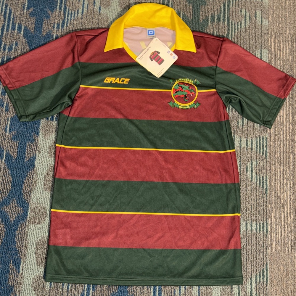 Marauders RFC Rugby Jersey XL Green‎ Burgundy Yellow Polo Collar MALS 12 Grace